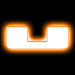 The letter "U" Amber LED Illuminated Letter Badge with matte white finish.