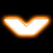 The letter "V" Amber LED Illuminated Letter Badge with matte white finish.