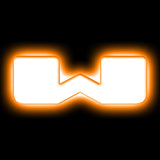 The letter "W" Amber LED Illuminated Letter Badge with matte white finish.