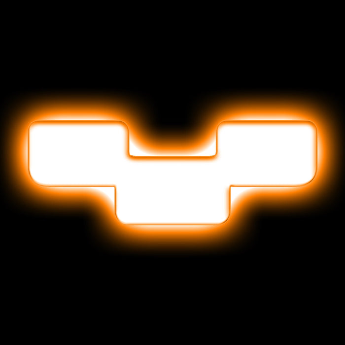 The letter "Y" Amber LED Illuminated Letter Badge with matte white finish.