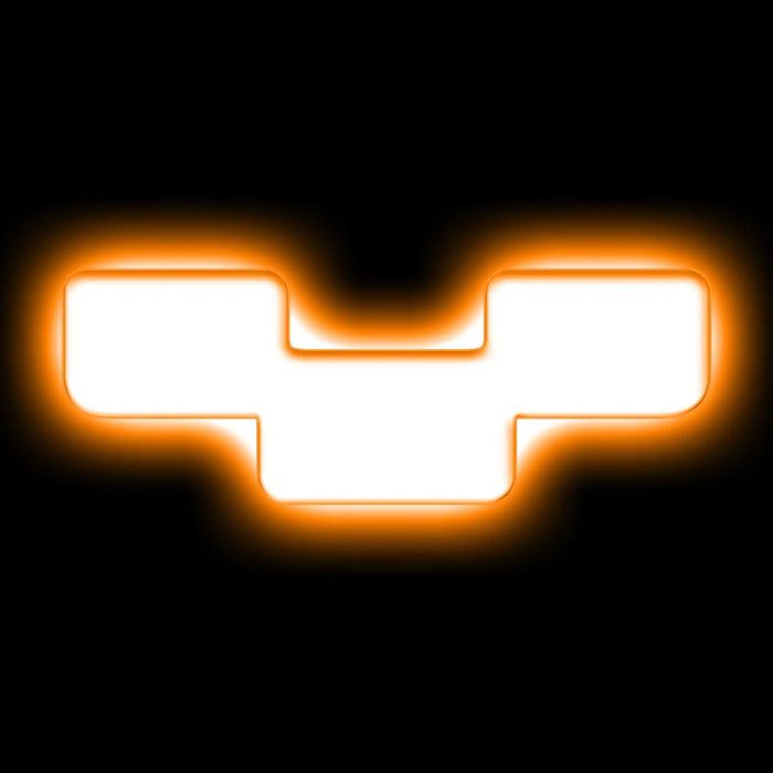 The letter "Y" Amber LED Illuminated Letter Badge with matte white finish.
