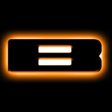 The letter "B" Amber LED Illuminated Letter Badge with matte black finish.