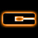 The letter "C" Amber LED Illuminated Letter Badge with matte black finish.