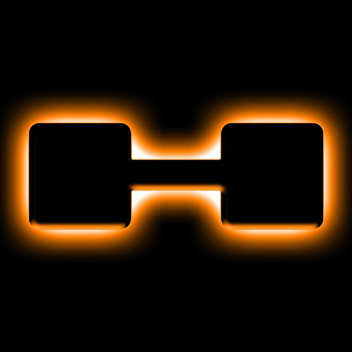 The letter "H" Amber LED Illuminated Letter Badge with matte black finish.