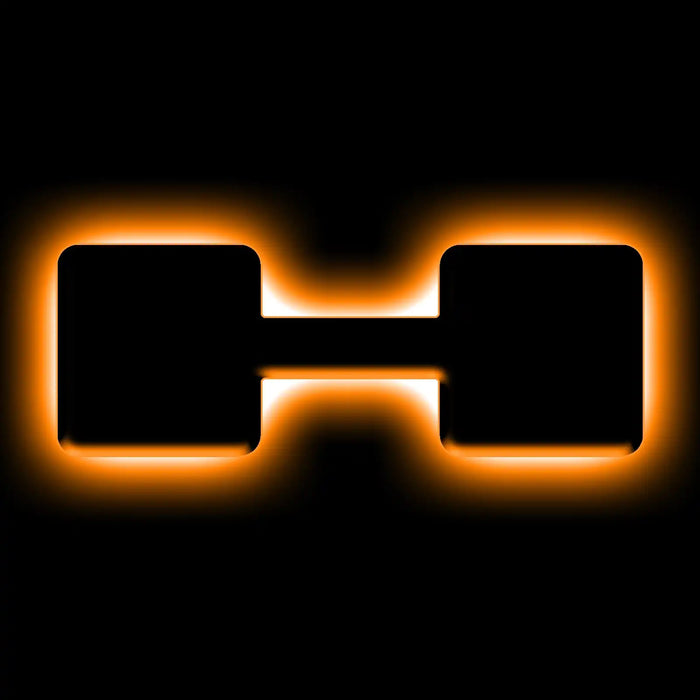 The letter "H" Amber LED Illuminated Letter Badge with matte black finish.