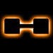 The letter "H" Amber LED Illuminated Letter Badge with matte black finish.