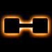 The letter "H" Amber LED Illuminated Letter Badge with matte black finish.