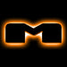 The letter "M" Amber LED Illuminated Letter Badge with matte black finish.