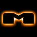 The letter "M" Amber LED Illuminated Letter Badge with matte black finish.
