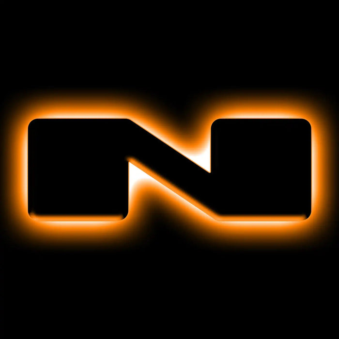 The letter "N" Amber LED Illuminated Letter Badge with matte black finish.