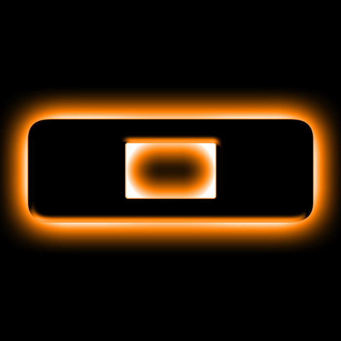 The letter "O" Amber LED Illuminated Letter Badge with matte black finish.