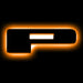The letter "P" Amber LED Illuminated Letter Badge with matte black finish.