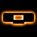The letter "Q" Amber LED Illuminated Letter Badge with matte black finish.