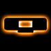 The letter "Q" Amber LED Illuminated Letter Badge with matte black finish.