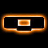 The letter "Q" Amber LED Illuminated Letter Badge with matte black finish.