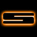 The letter "S" Amber LED Illuminated Letter Badge with matte black finish.