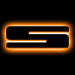 The letter "S" Amber LED Illuminated Letter Badge with matte black finish.