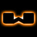 The letter "W" Amber LED Illuminated Letter Badge with matte black finish.