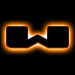 The letter "W" Amber LED Illuminated Letter Badge with matte black finish.