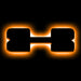 The letter "X" Amber LED Illuminated Letter Badge with matte black finish.