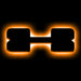 The letter "X" Amber LED Illuminated Letter Badge with matte black finish.