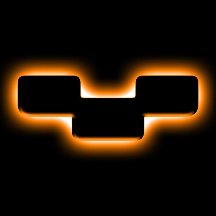 The letter "Y" Amber LED Illuminated Letter Badge with matte black finish.