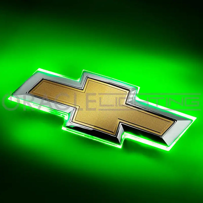 2016-2019 Chevrolet Camaro Illuminated Rear Bowtie Emblem with green LEDs.