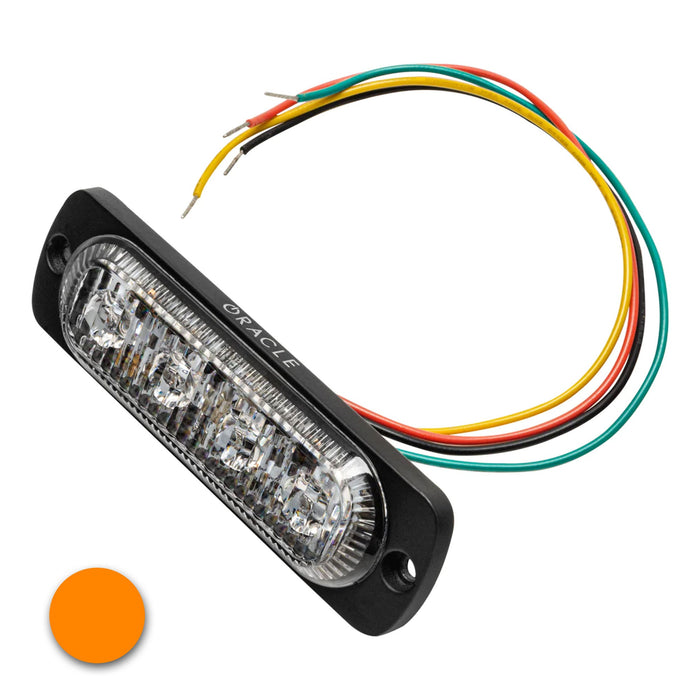 4 LED Slim Strobe Light- Flush Lighthead with amber LED