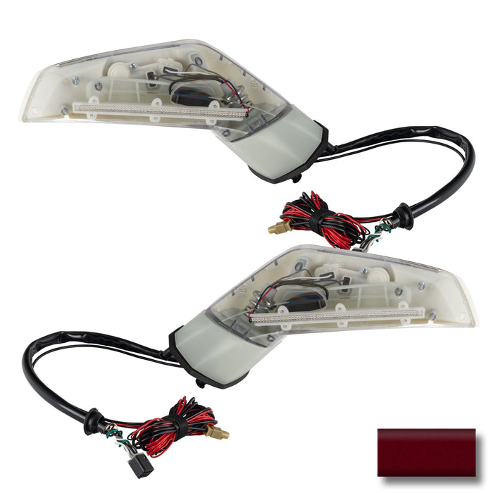 2005-2013 Chevrolet C6 Corvette Concept LED Side Mirrors with maroon paint swatch.