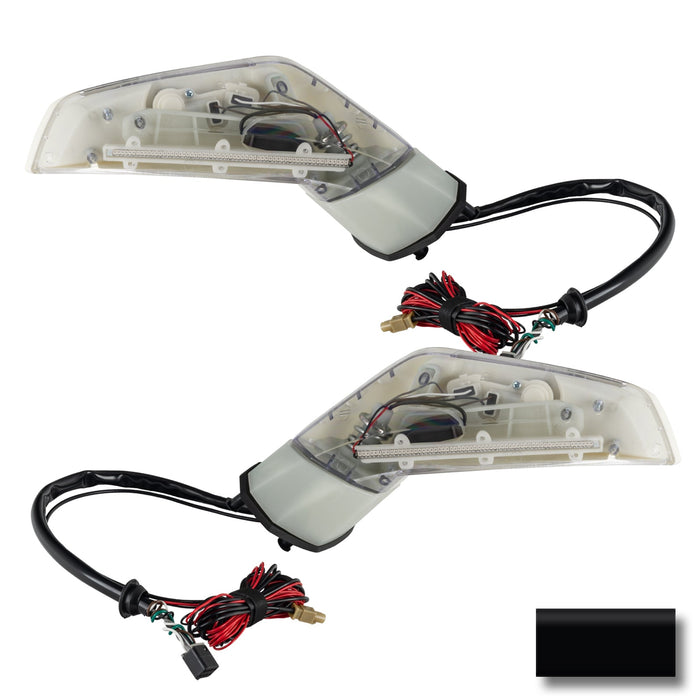 2005-2013 Chevrolet C6 Corvette Concept LED Side Mirrors with black paint swatch.