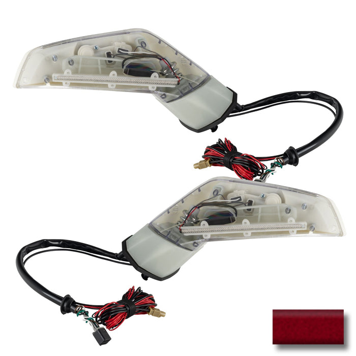 2005-2013 Chevrolet C6 Corvette Concept LED Side Mirrors with dark red paint swatch.