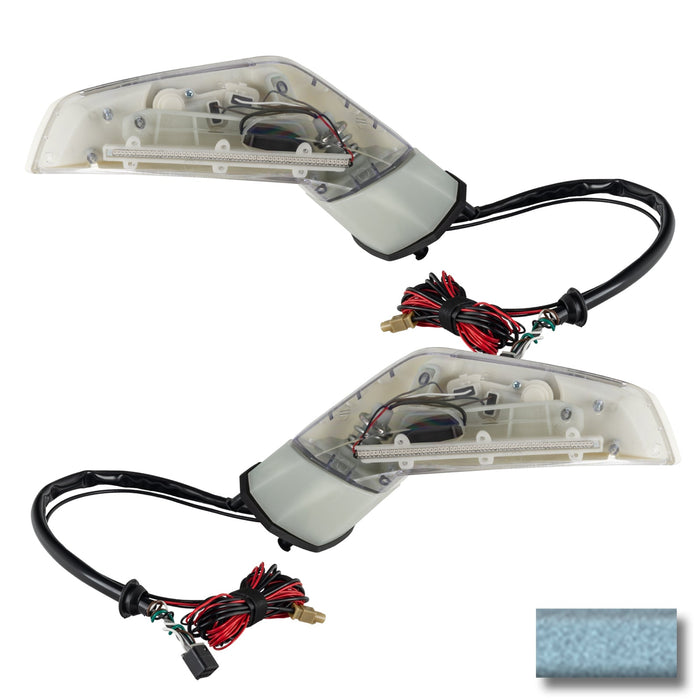 2005-2013 Chevrolet C6 Corvette Concept LED Side Mirrors with silver paint swatch.