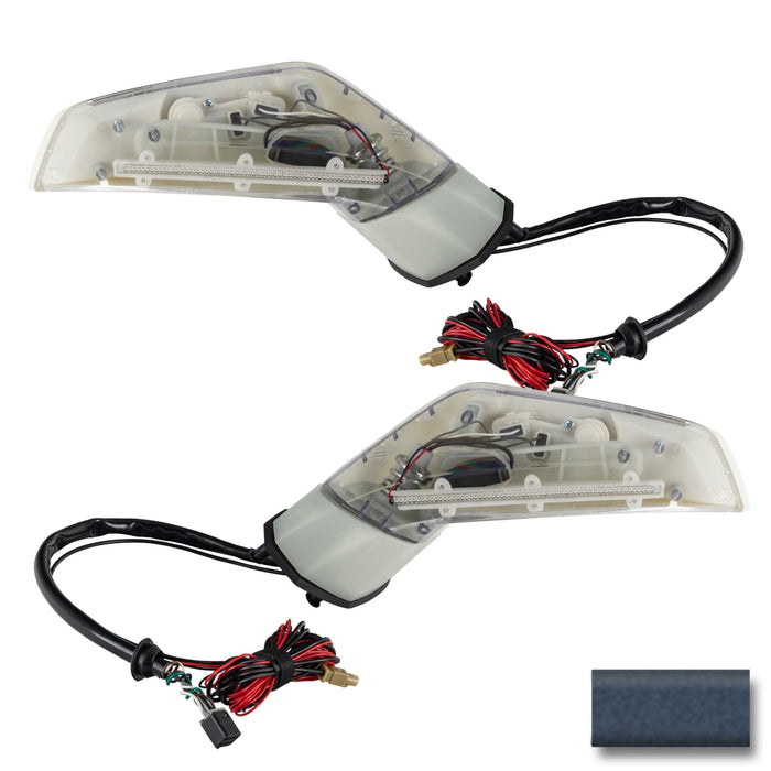 2005-2013 Chevrolet C6 Corvette Concept LED Side Mirrors with grey paint swatch.