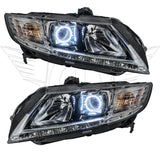 Honda CRZ headlights with white LED halo rings.