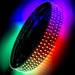 4 Dynamic colorshift wheel rings stacked on top of each other with rainbow LEDs..