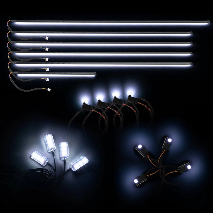 Dynamic ColorSHIFT 18-Piece Universal LED Interior Kit - Bluetooth Multi-Zone Lighting display with LED strips and lights.