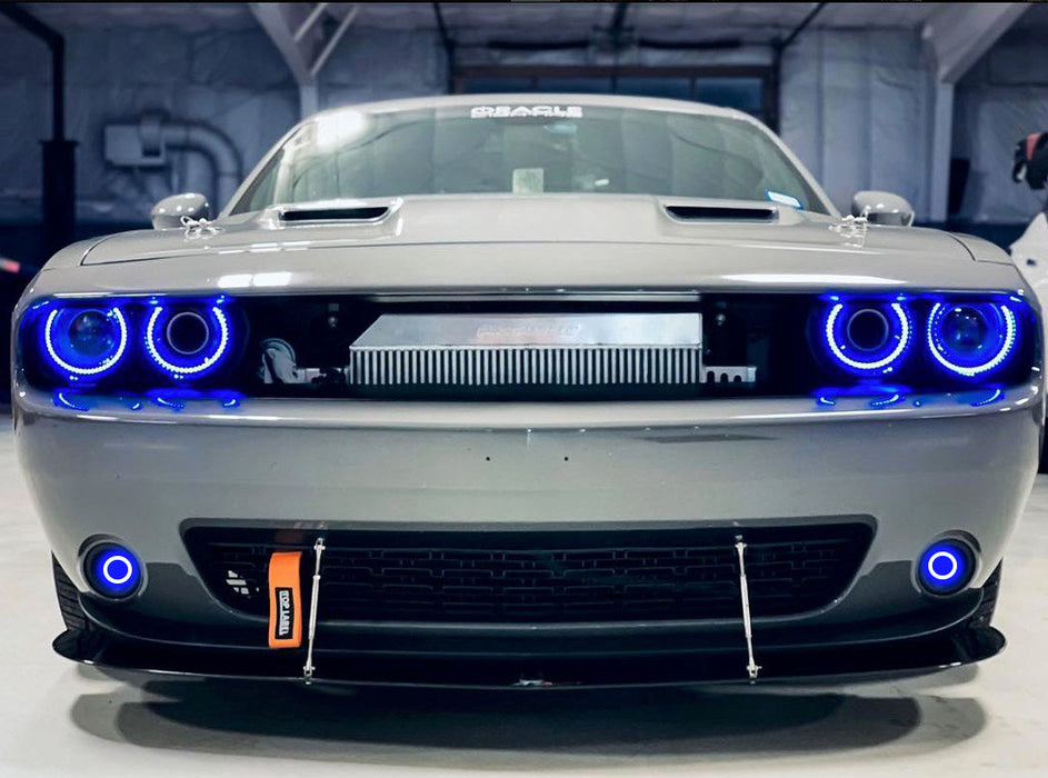 Challenger with blue headlight and fog light halos