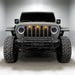 Front end of a Jeep with Oculus Headlights installed, with white LED halos.