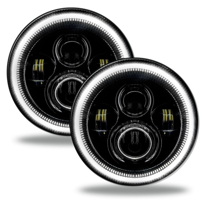 7" High Powered LED Headlights with white LED halo rings.