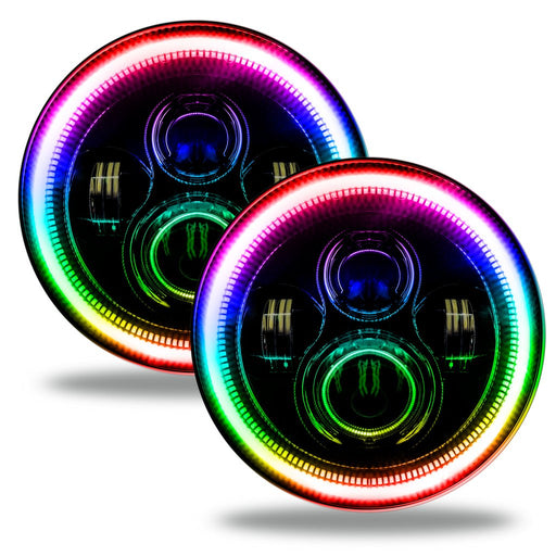 7" high powered headlights with dynamic colorshift halos