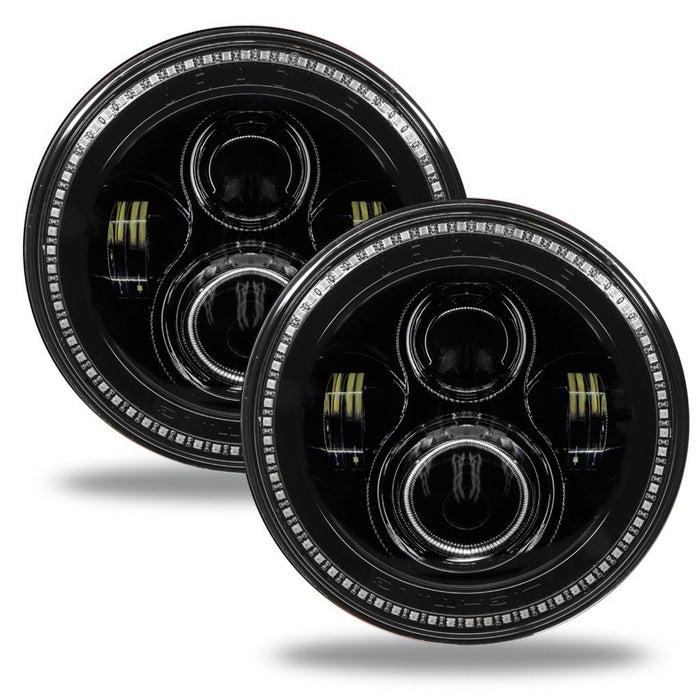 7" high powered halo headlights turned off