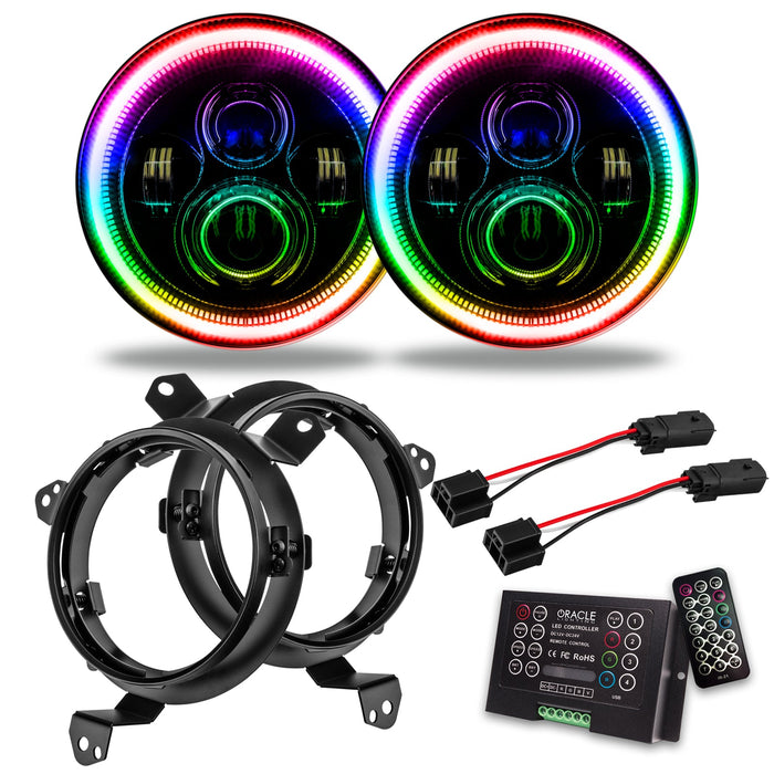 Jeep Wrangler JL/Gladiator JT 7" High Powered LED Headlights (Pair) with 2.0 Controller.