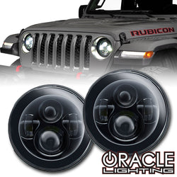 7" High Powered LED Headlights (Pair) - Black Bezel