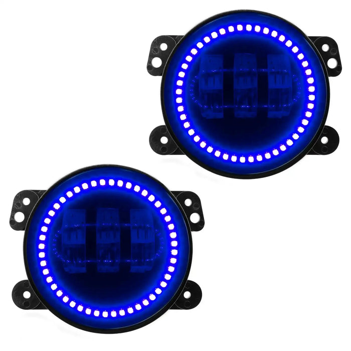 ORACLE High Powered LED Fog Light Replacement-(Pair) with blue LED halo rings.