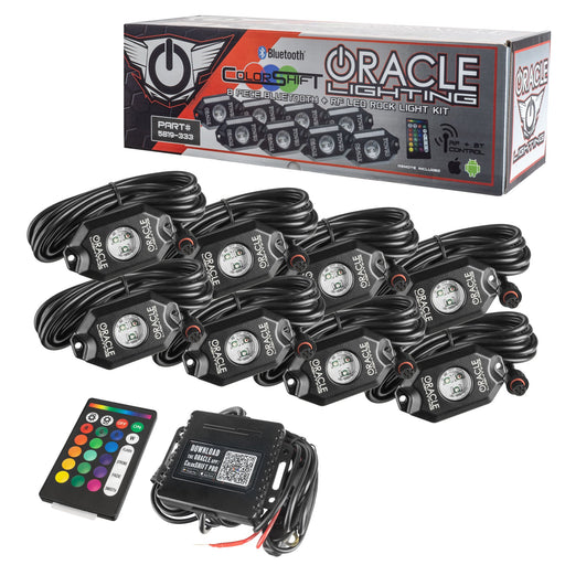 8 Piece Bluetooth and RF LED Rock Light Kit.