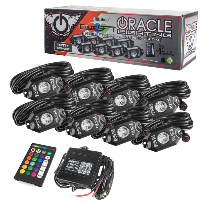 8 Piece Bluetooth and RF LED Rock Light Kit.