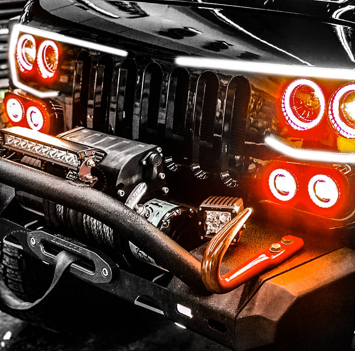 Vector™ Series Grill LED Halo Kit with amber halos.