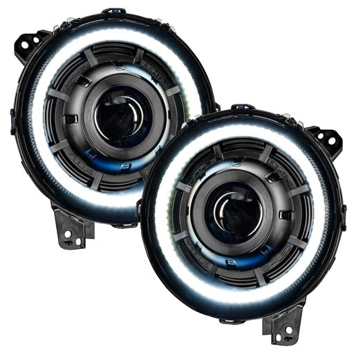 Front view of Oculus Headlights with white outer halo ring.