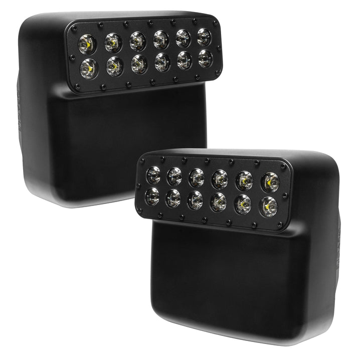 Slightly angled view of LED Off-Road Side Mirrors for Jeep Wrangler JL / Gladiator JT