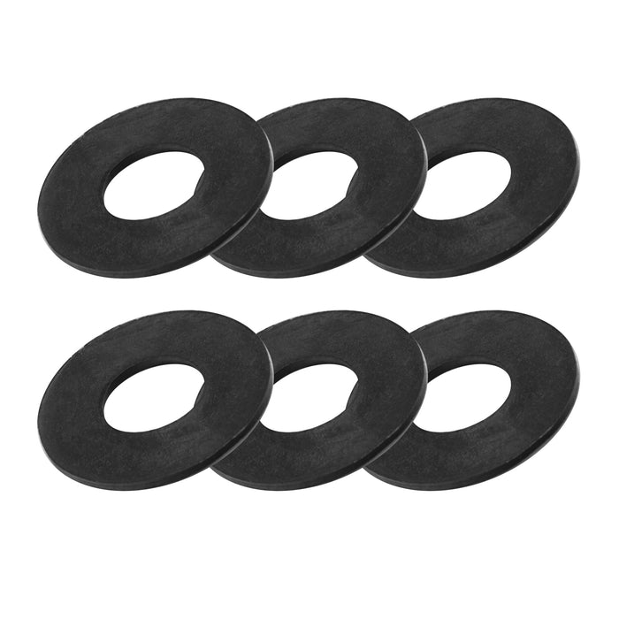 6 Washers arranged on white background